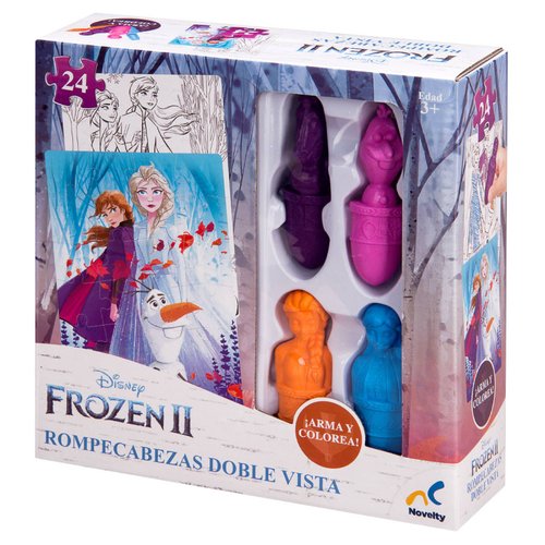 Rompecabeza de Doble Vista + 4 Crayones de Frozen 2