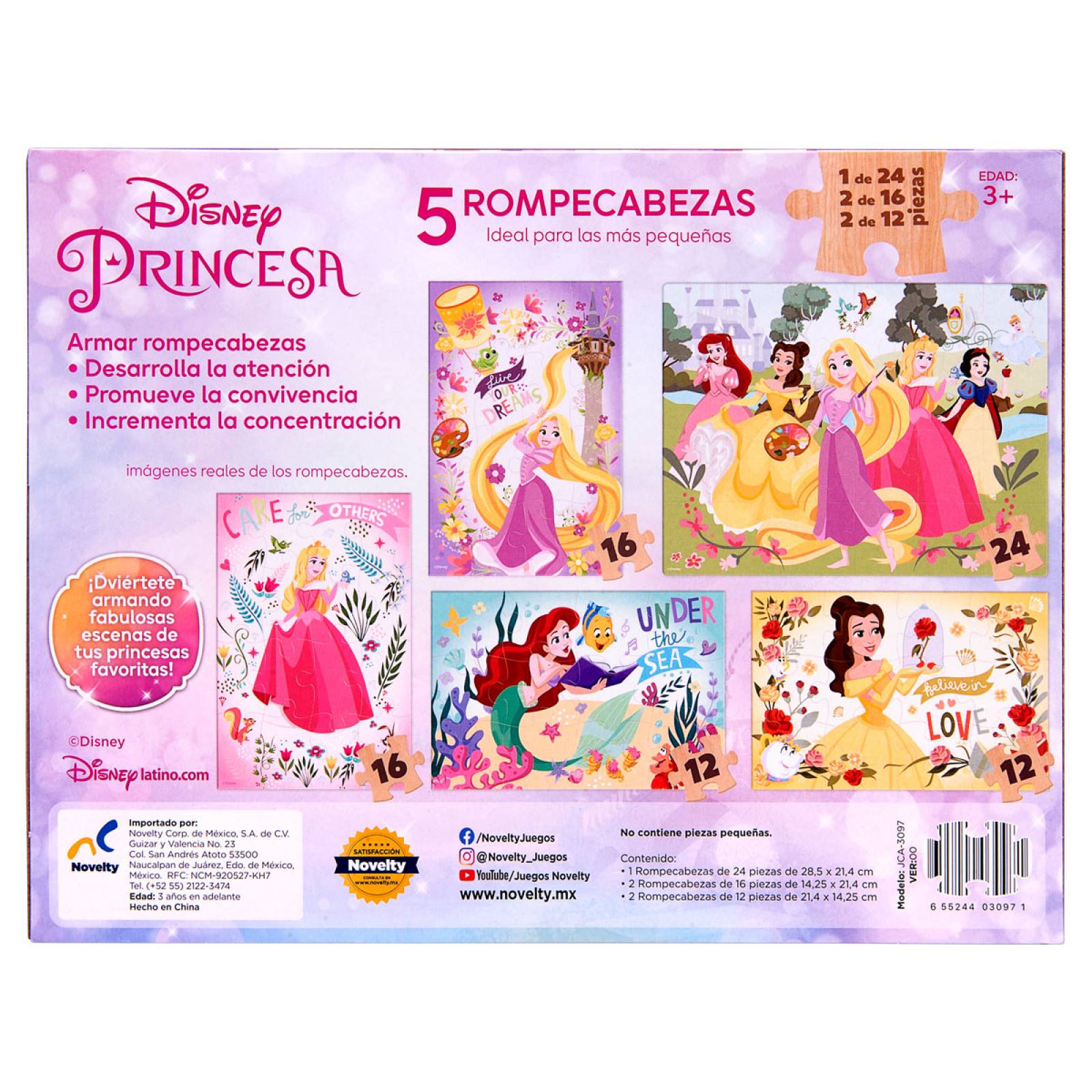 Rompecabezas 5 en 1 de Princesas para Niños Novelty