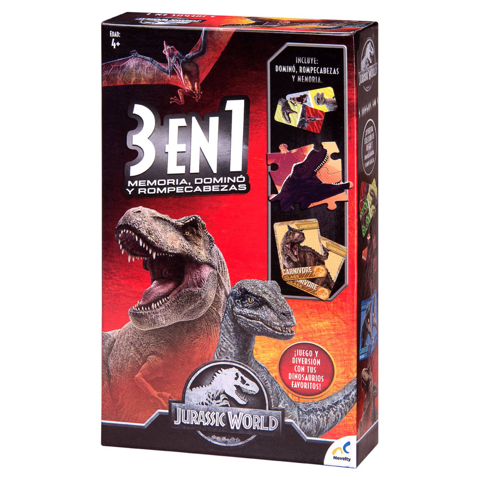 Set de Juegos 3 en 1 para Niños de Jurassic World Novelty