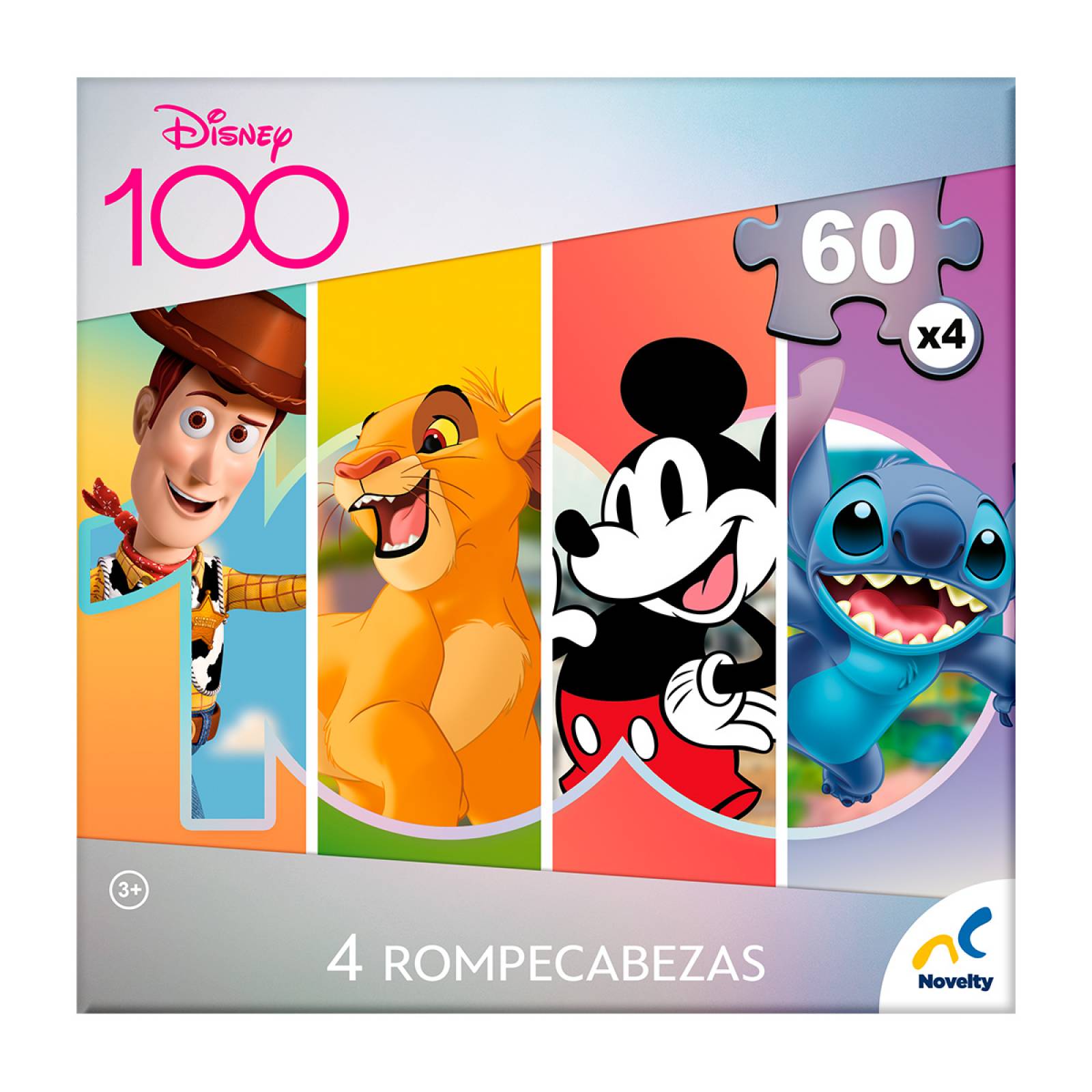 Rompecabezas 4 en 1 Disney 100 Aniversario Pixar 60 Piezas