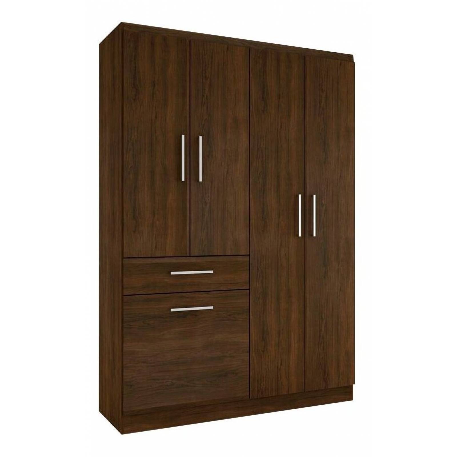 Ropero Closet Moderno Con 4 Puertas Y Cajon Armable Madera