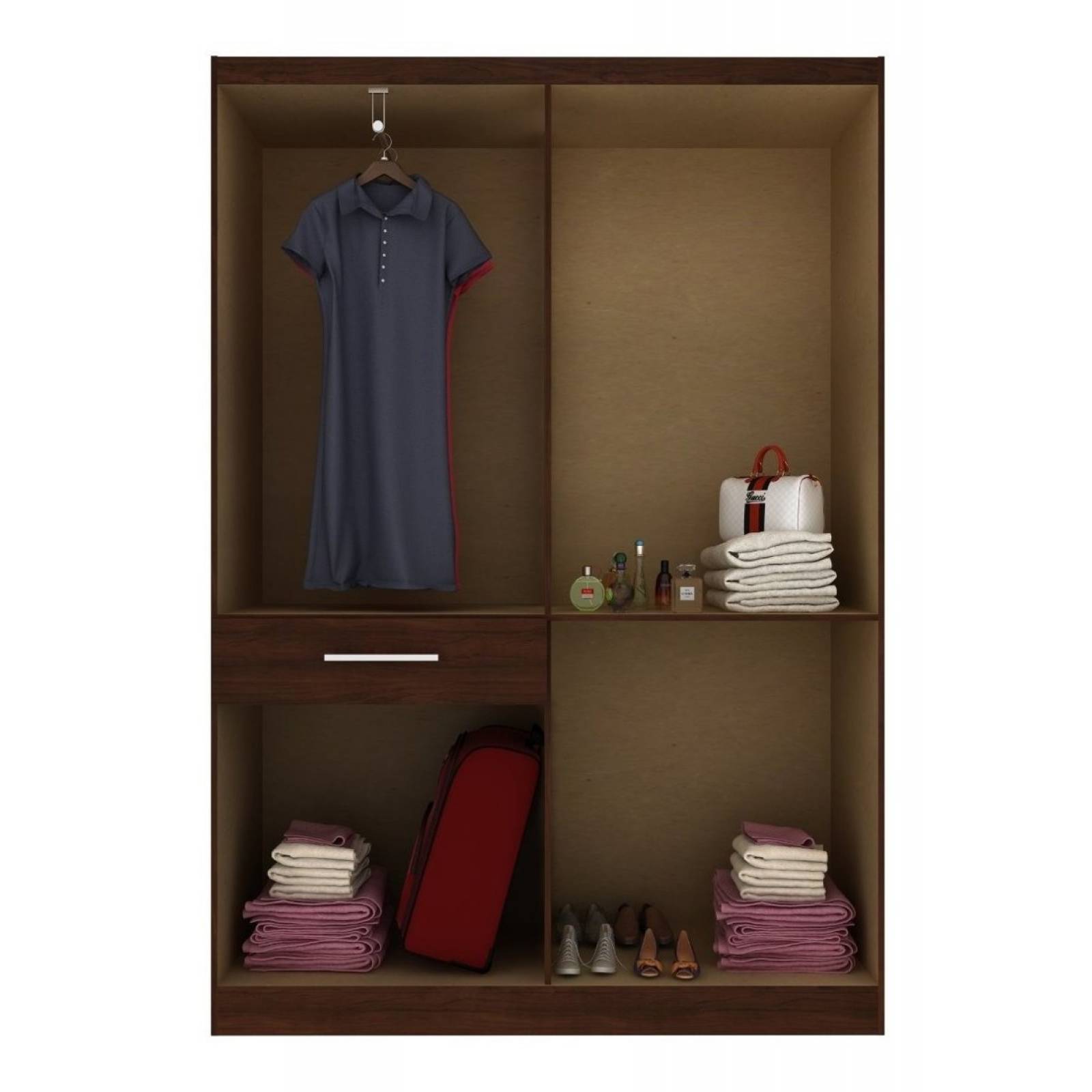 Ropero Closet Moderno Con 4 Puertas Y Cajon Armable Madera