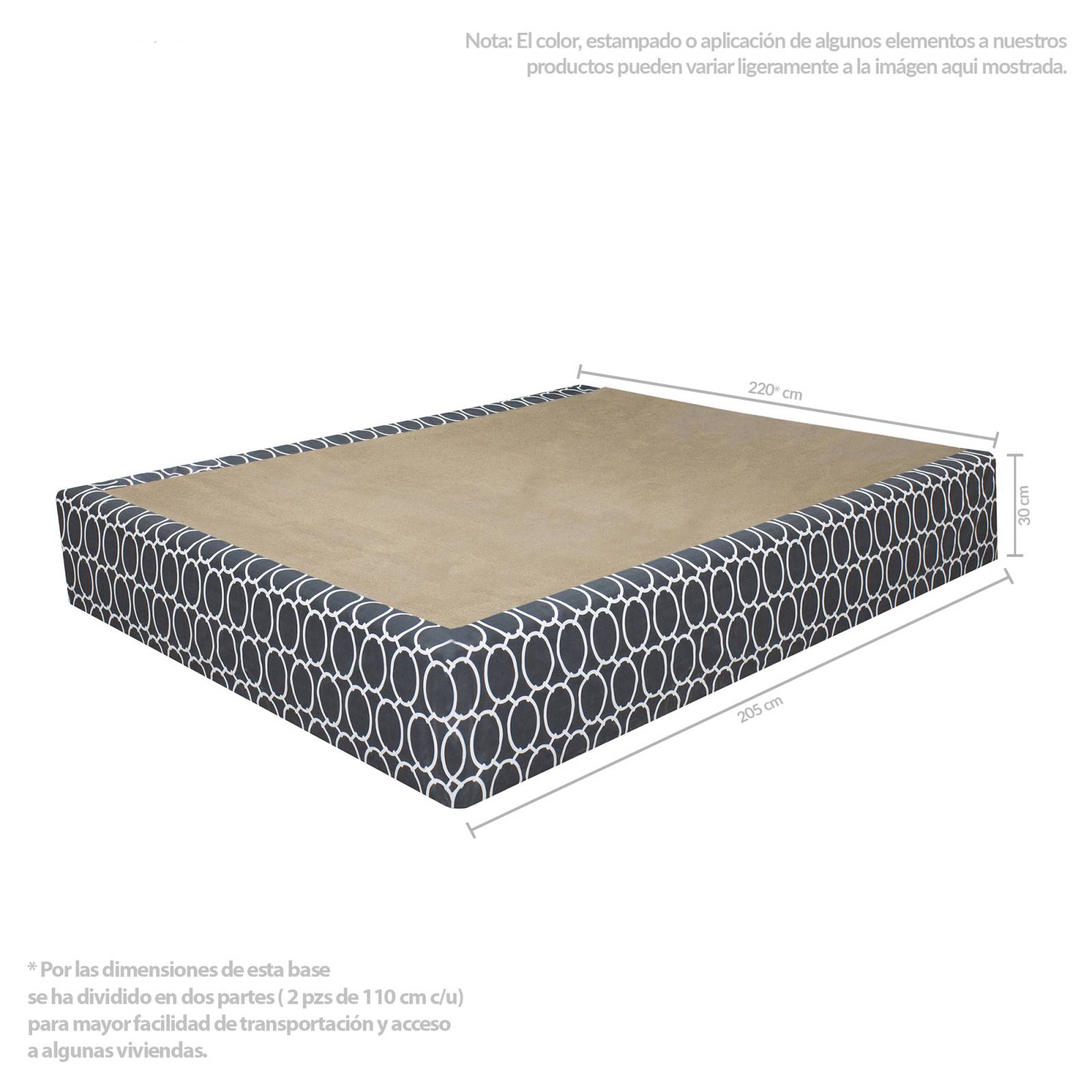 Base Cama King Size Estampada Ovalo Gris