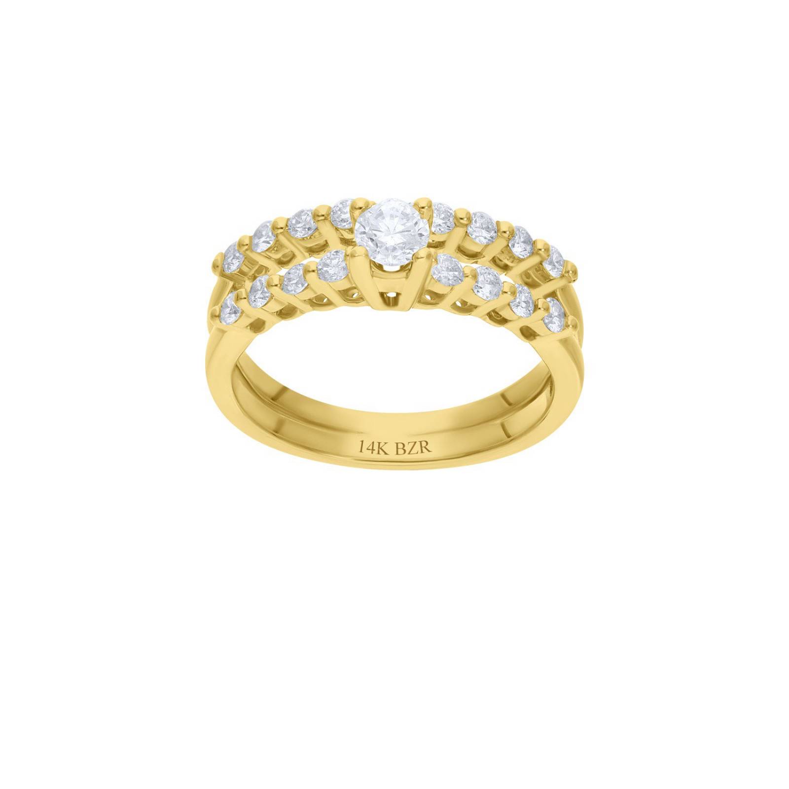 Anillo BIZZARRO de Oro Amarillo 14K con 67Pts de Diamante