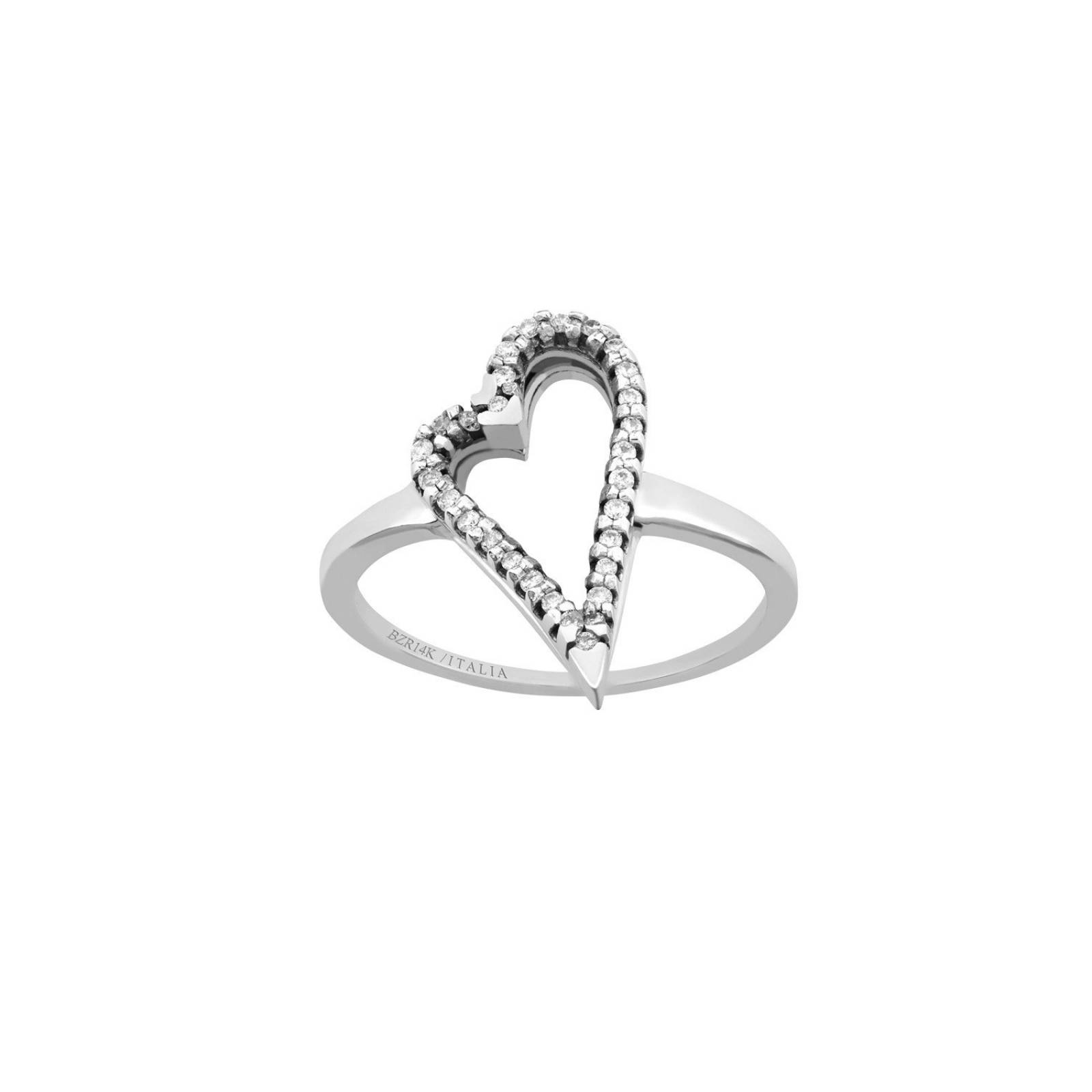 Anillo BIZZARRO de Corazon en Oro Blanco con 14.5 Pts. Brillantes