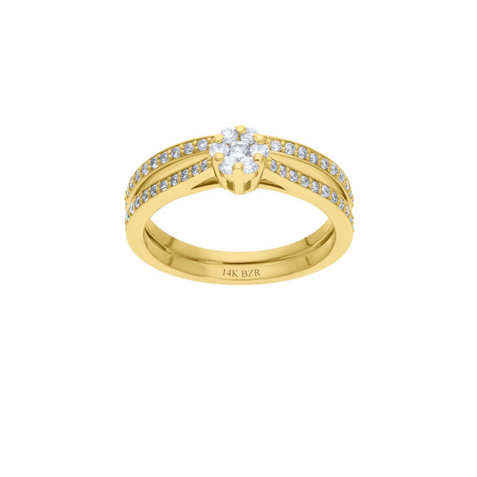 Anillo BIZZARRO de Oro Amarillo 14K con 48Pts de Diamante
