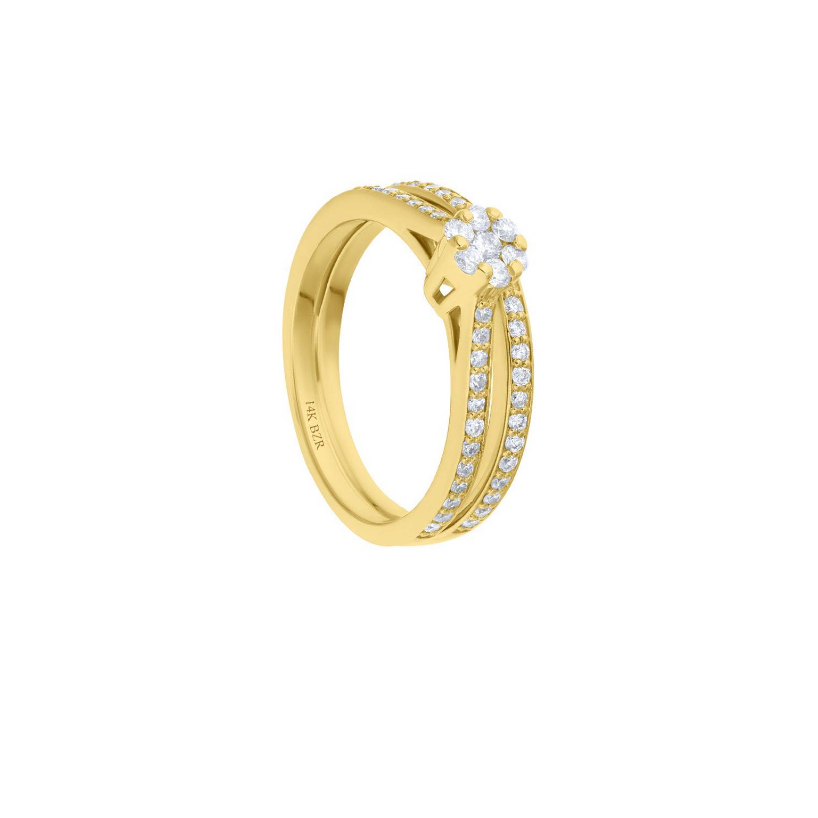 Anillo BIZZARRO de Oro Amarillo 14K con 48Pts de Diamante