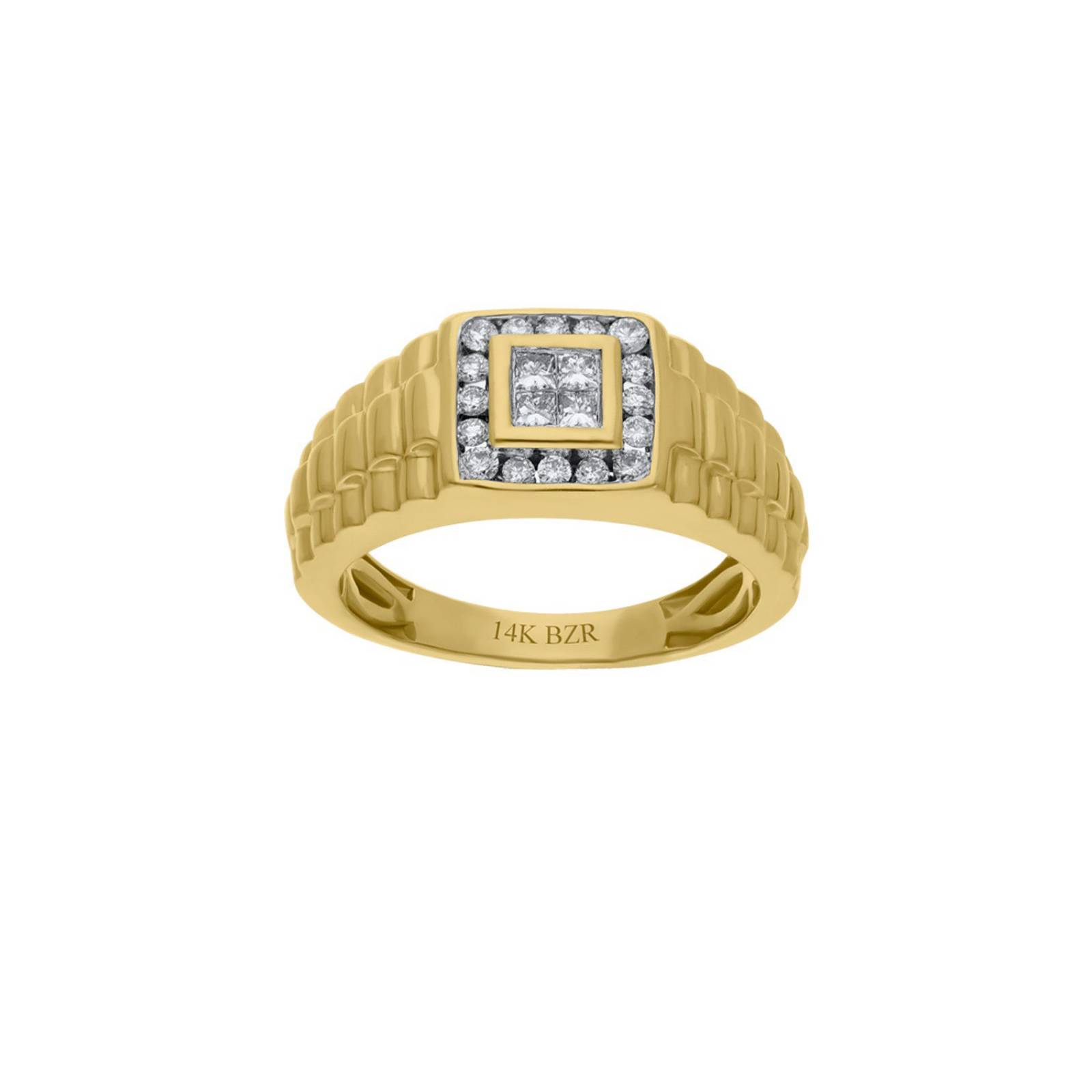 Anillo BIZZARRO de Oro Amarillo 14K con 50Pts de Diamante (H-J, Vs1-Vs2) para Caballero