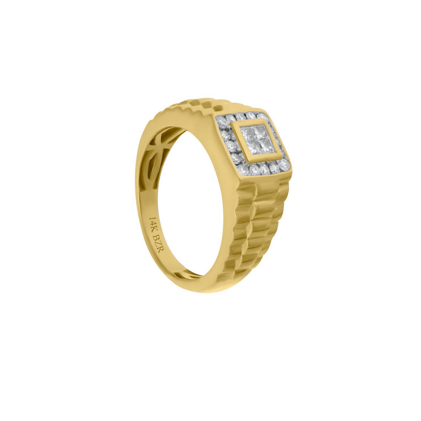 Anillo BIZZARRO de Oro Amarillo 14K con 50Pts de Diamante (H-J, Vs1-Vs2) para Caballero