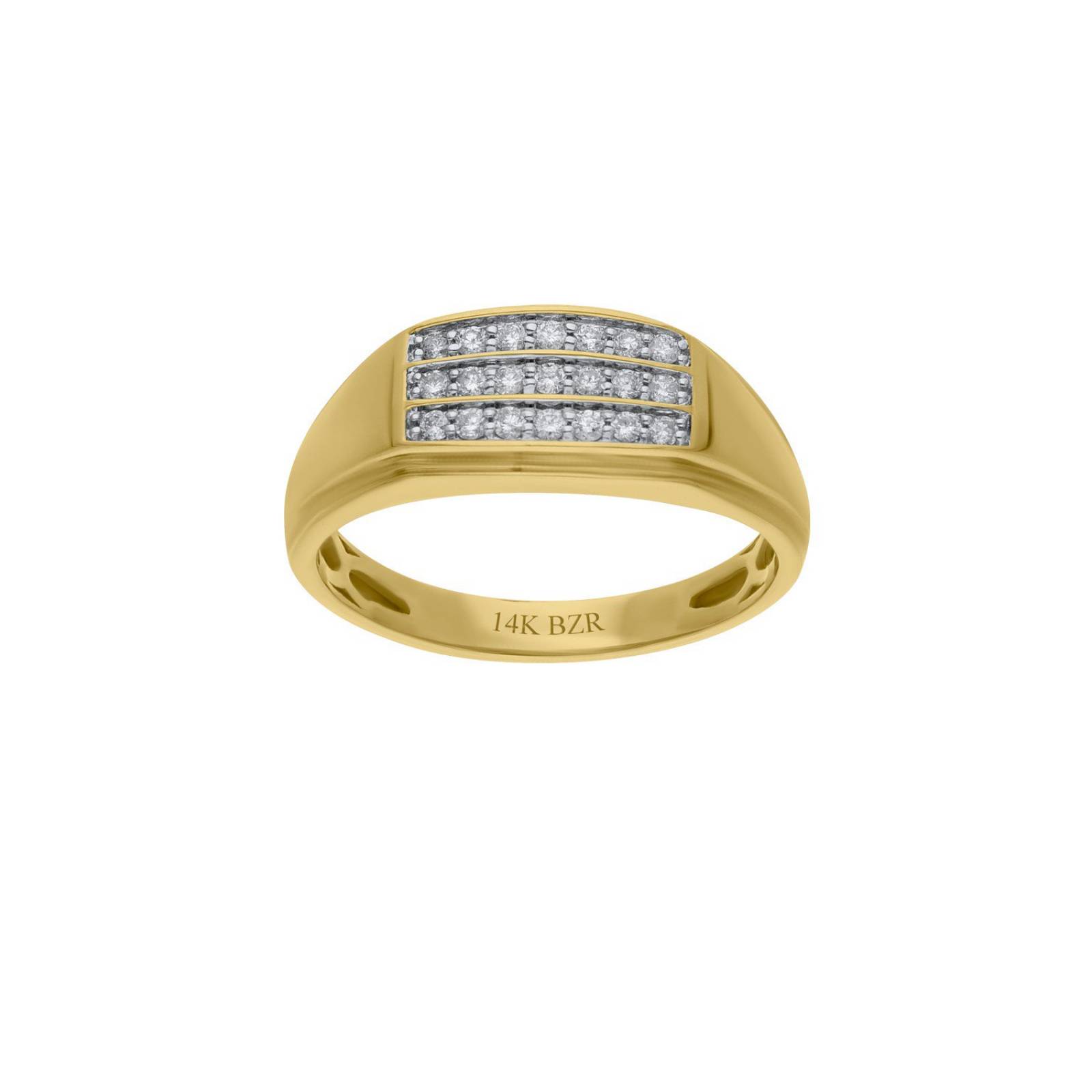 Anillo BIZZARRO de Oro Amarillo 14K con 25Pts de Diamante (H-J, Vs1-Vs2) para Caballero