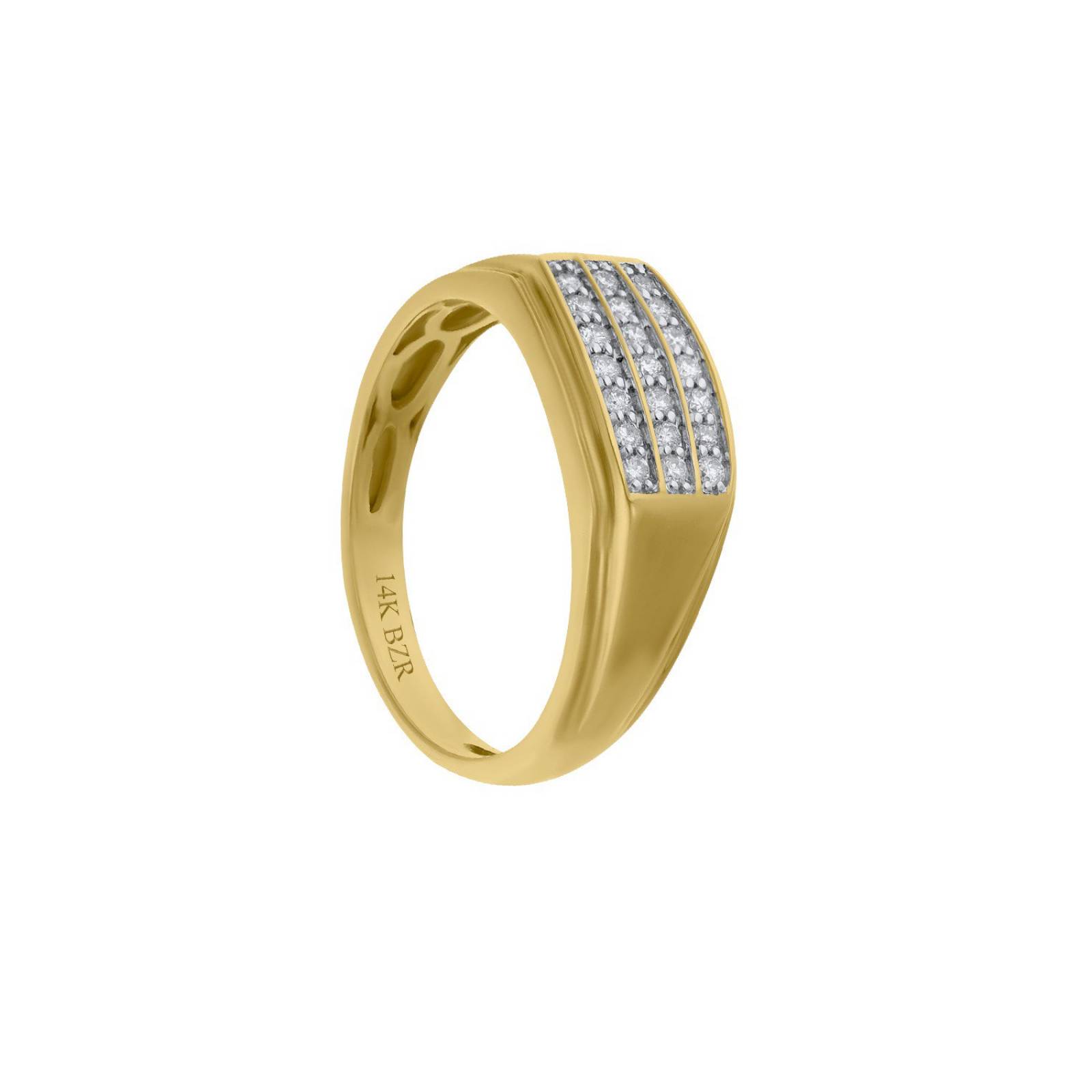 Anillo BIZZARRO de Oro Amarillo 14K con 25Pts de Diamante (H-J, Vs1-Vs2) para Caballero