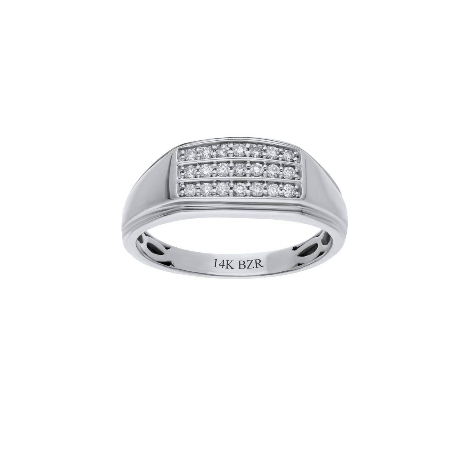 Anillo BIZZARRO de Oro Blanco 14K con 25Pts de Diamante (H-J, Vs1-Vs2) para Caballero
