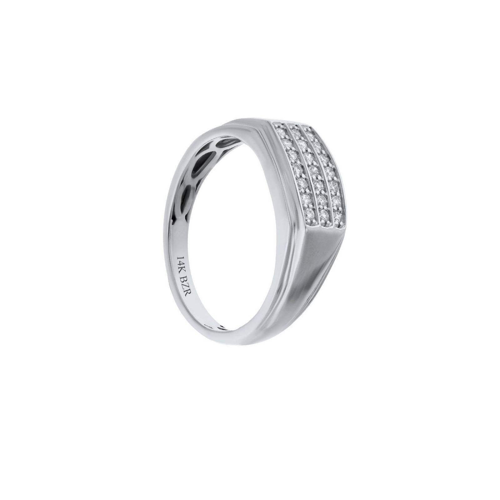 Anillo BIZZARRO de Oro Blanco 14K con 25Pts de Diamante (H-J, Vs1-Vs2) para Caballero