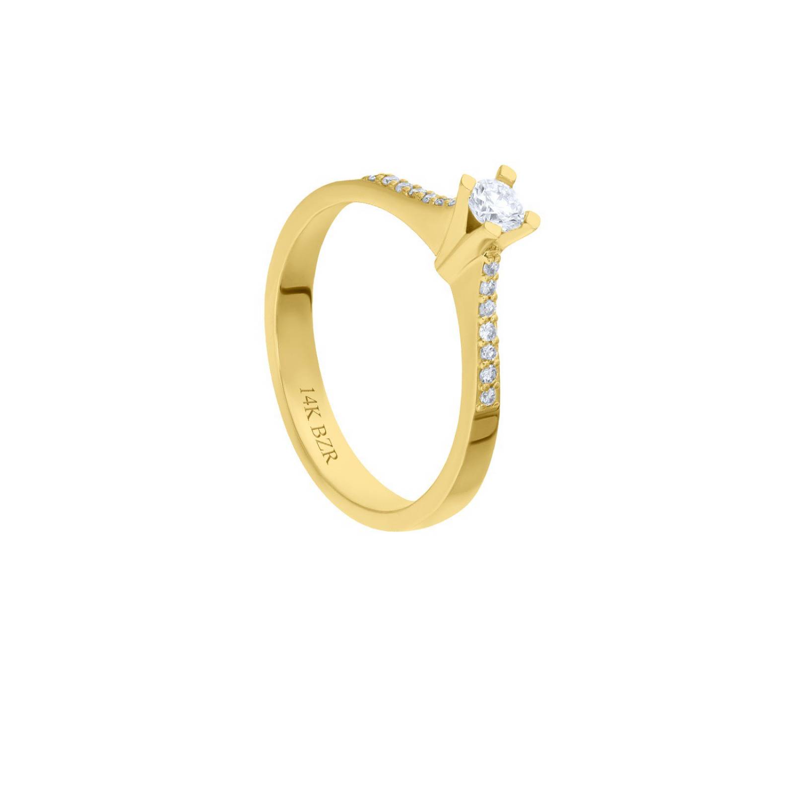 Anillo BIZZARRO de Oro Amarillo 14K con 21 Pts de Diamante