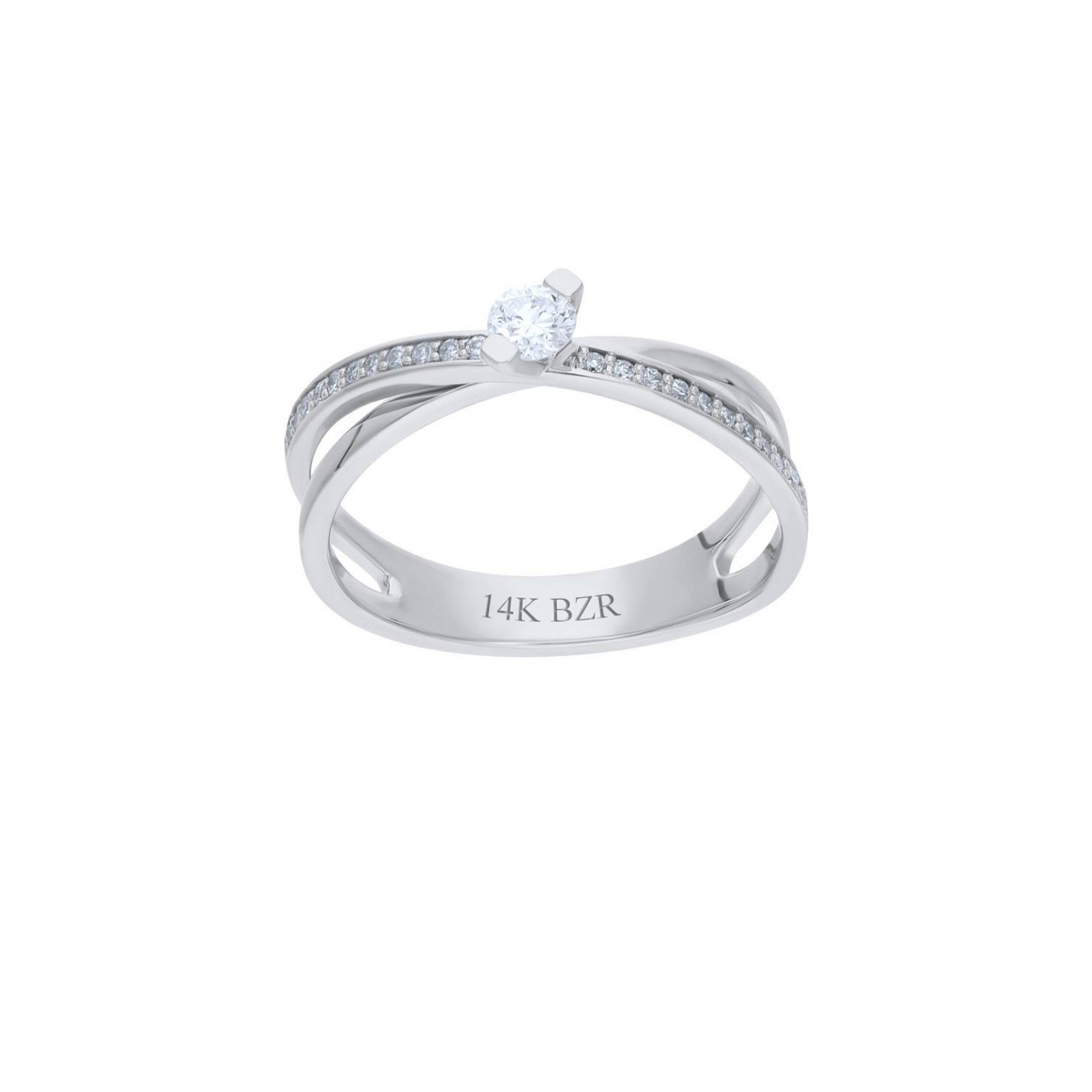 Anillo BIZZARRO de Oro Blanco 14K con 26Pts de Diamante