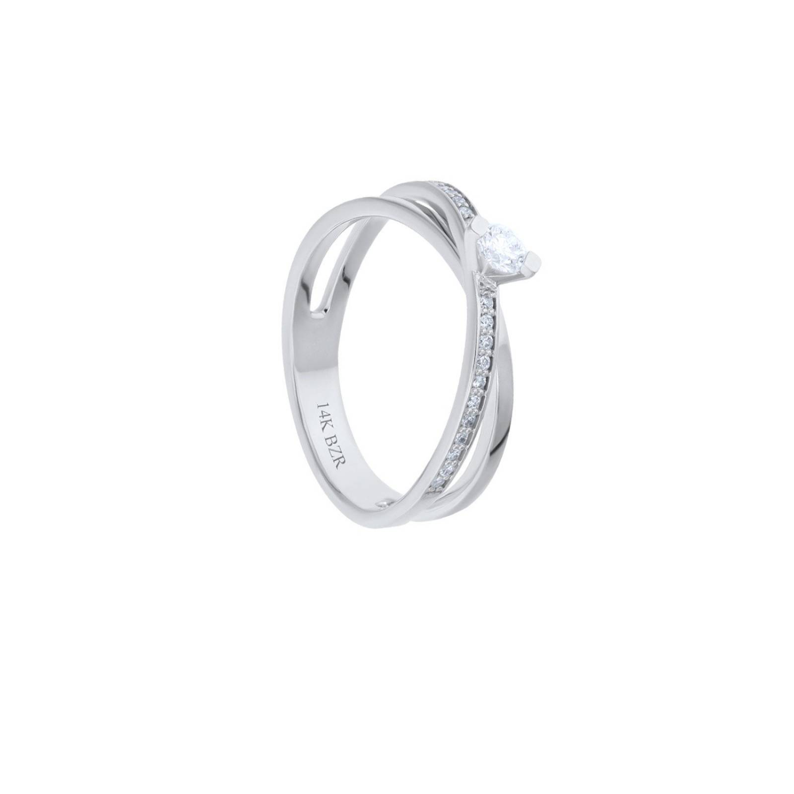 Anillo BIZZARRO de Oro Blanco 14K con 26Pts de Diamante