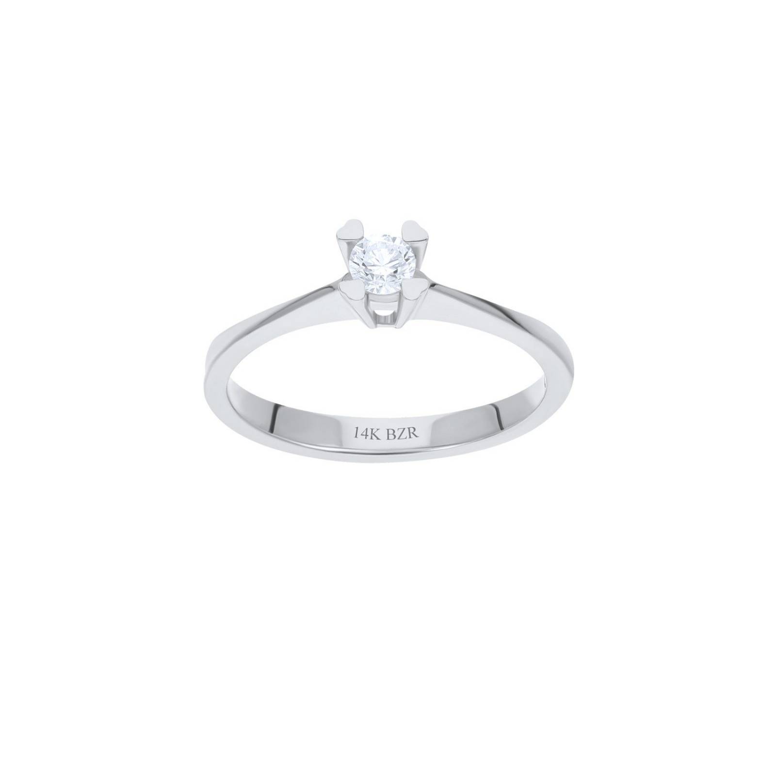 Anillo BIZZARRO Solitario de Oro Blanco 14K c/15 Pts de Diamante