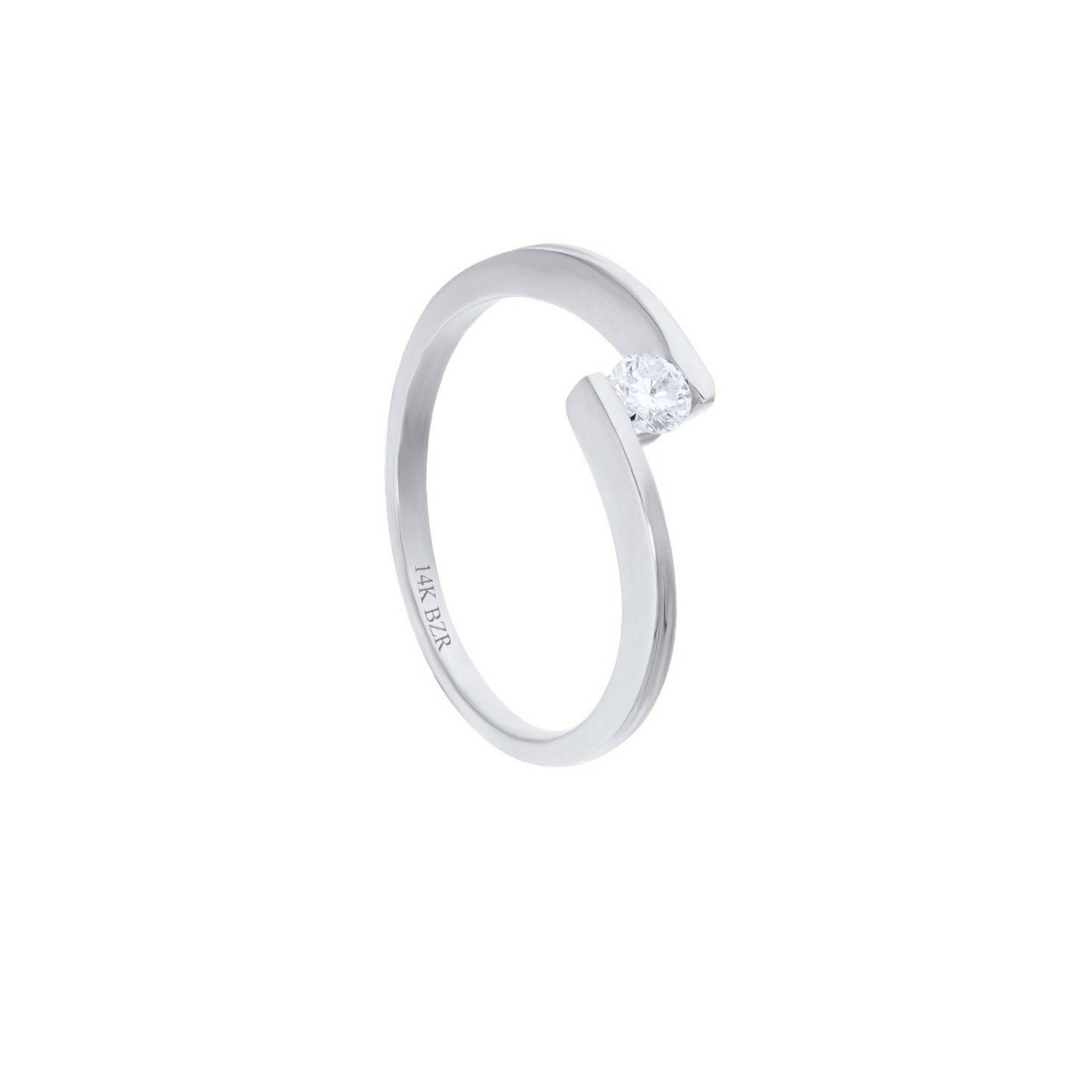 Anillo BIZZARRO Solitario de Oro Blanco 14K con 20 Pts de Diamante