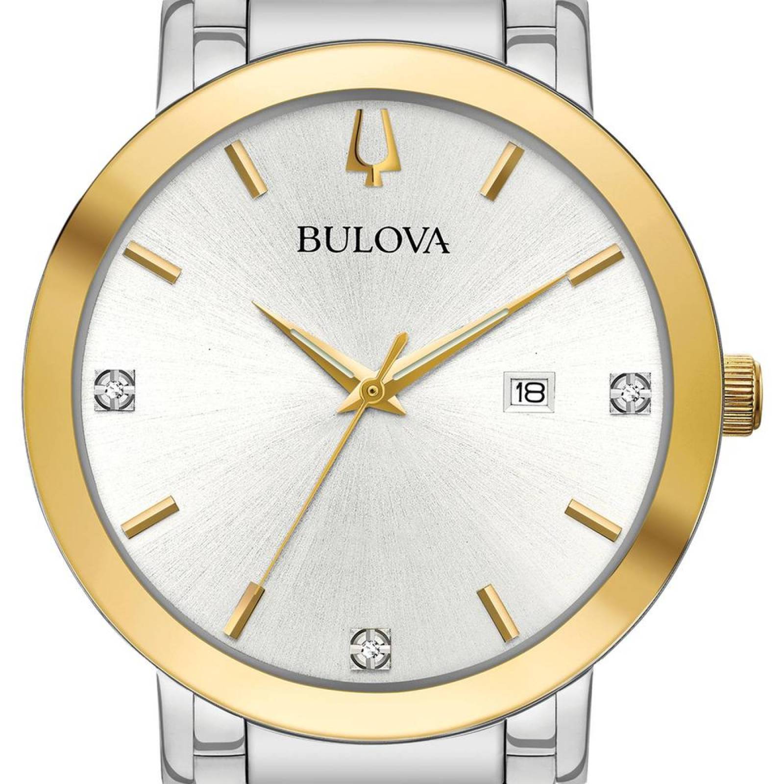 Reloj Bulova Diamantes Coleccion Modern para Caballero Mov de 3 Manecillas y Fechador 