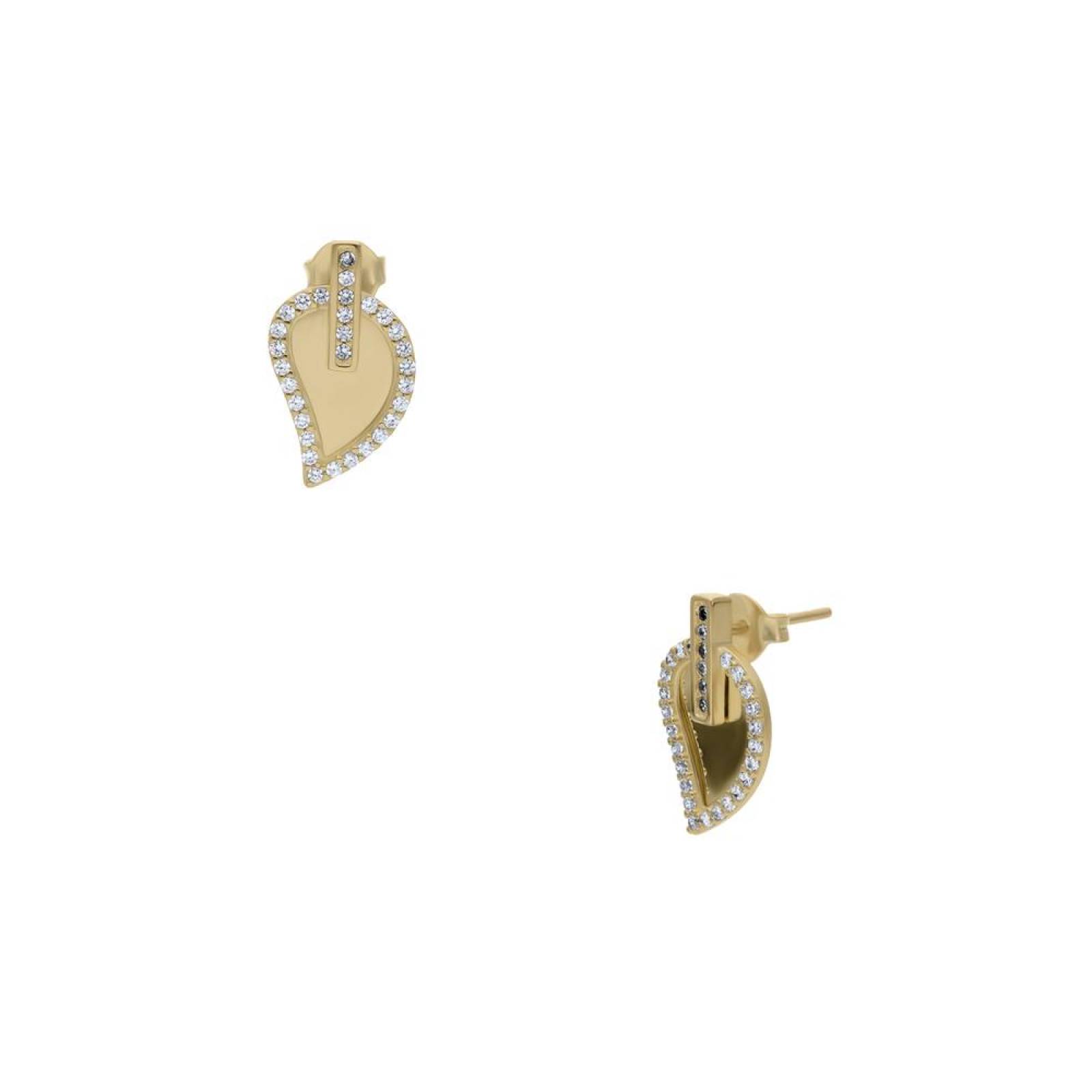 Aretes BIZZARRO de Oro Amarillo 14K con Zirconias 