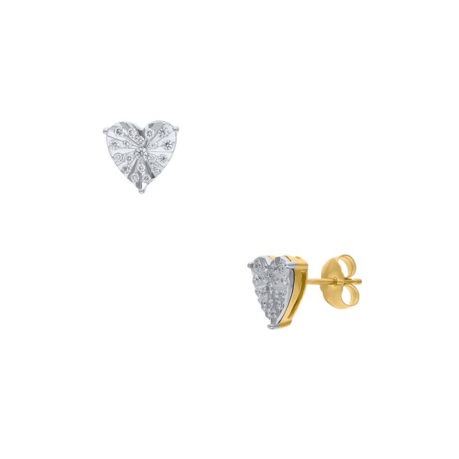 Broqueles de Oro Amarillo y Blanco 14K con 21Pts de Diamante (GH) (Vs1Vs2) 