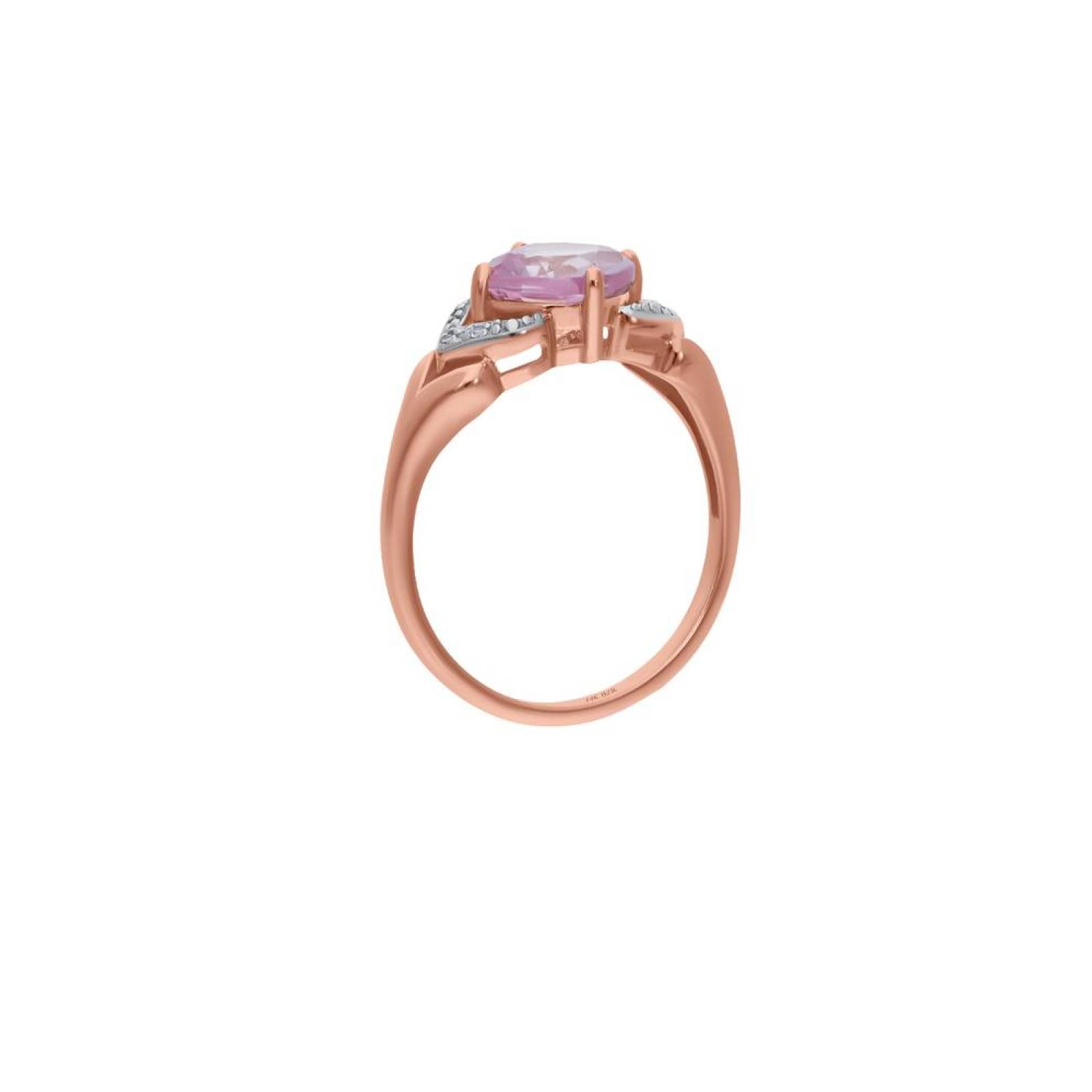 Anillo BIZZARRO de Oro Rosa14K 2Pts de Diamante (HI9 (I1I2) y Zafiro 