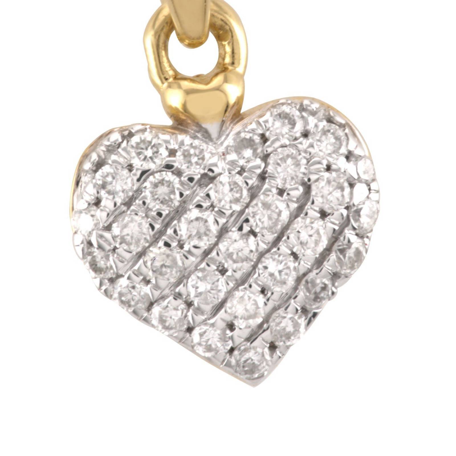 DIJE DE CORAZON EN ORO AMARILLO PLATINADO CON 13 PTS DE DIAMANTE