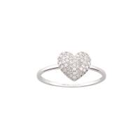 Anillo De Corazon En Oro Blanco Con 18 Pts Brillante