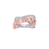Anillo De Oro Blanco Y Rosa Con 30Pts De Diamante