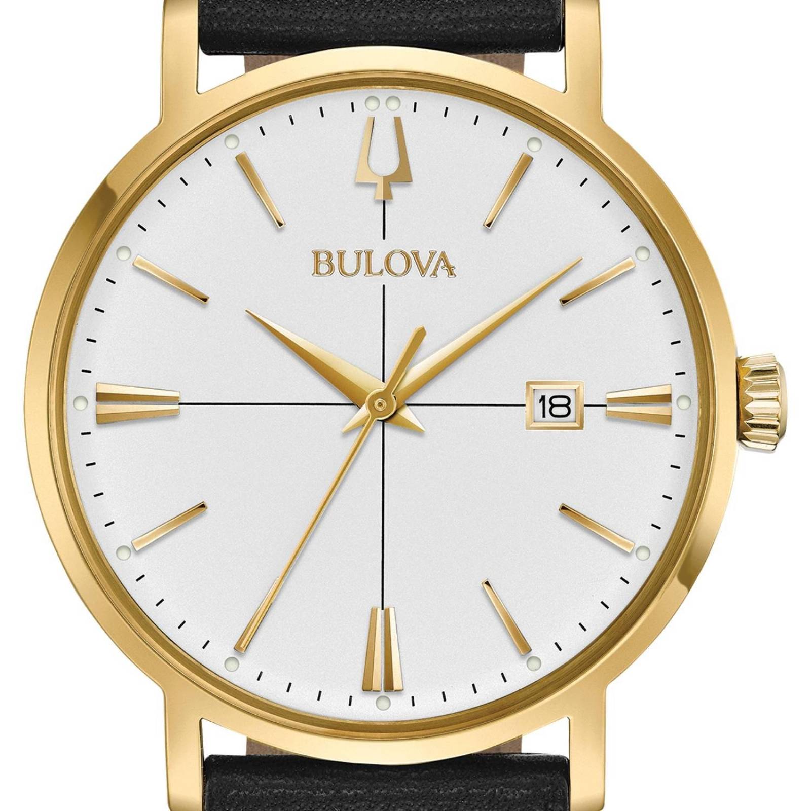 RELOJ BULOVA COLECCION  CLASICOS AEROJETPARA CABALLERO CORREA DE PIEL CON HEBILLA