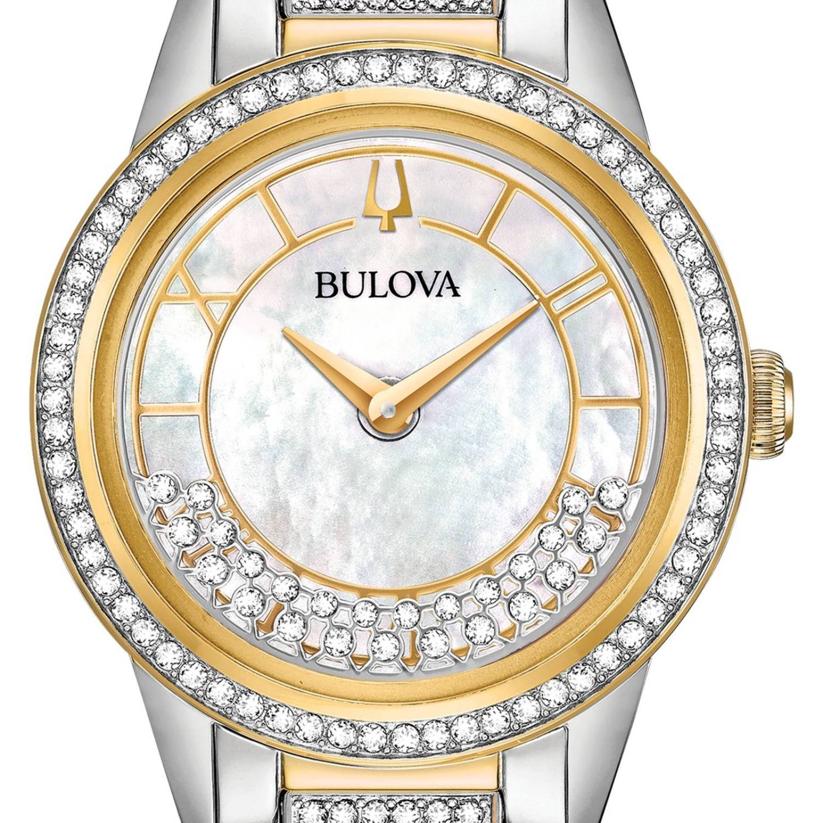 RELOJ BULOVA CRISTALES  PARA DAMA MOVIMIENTO DE CUARZO CON 2 MANECILLAS
