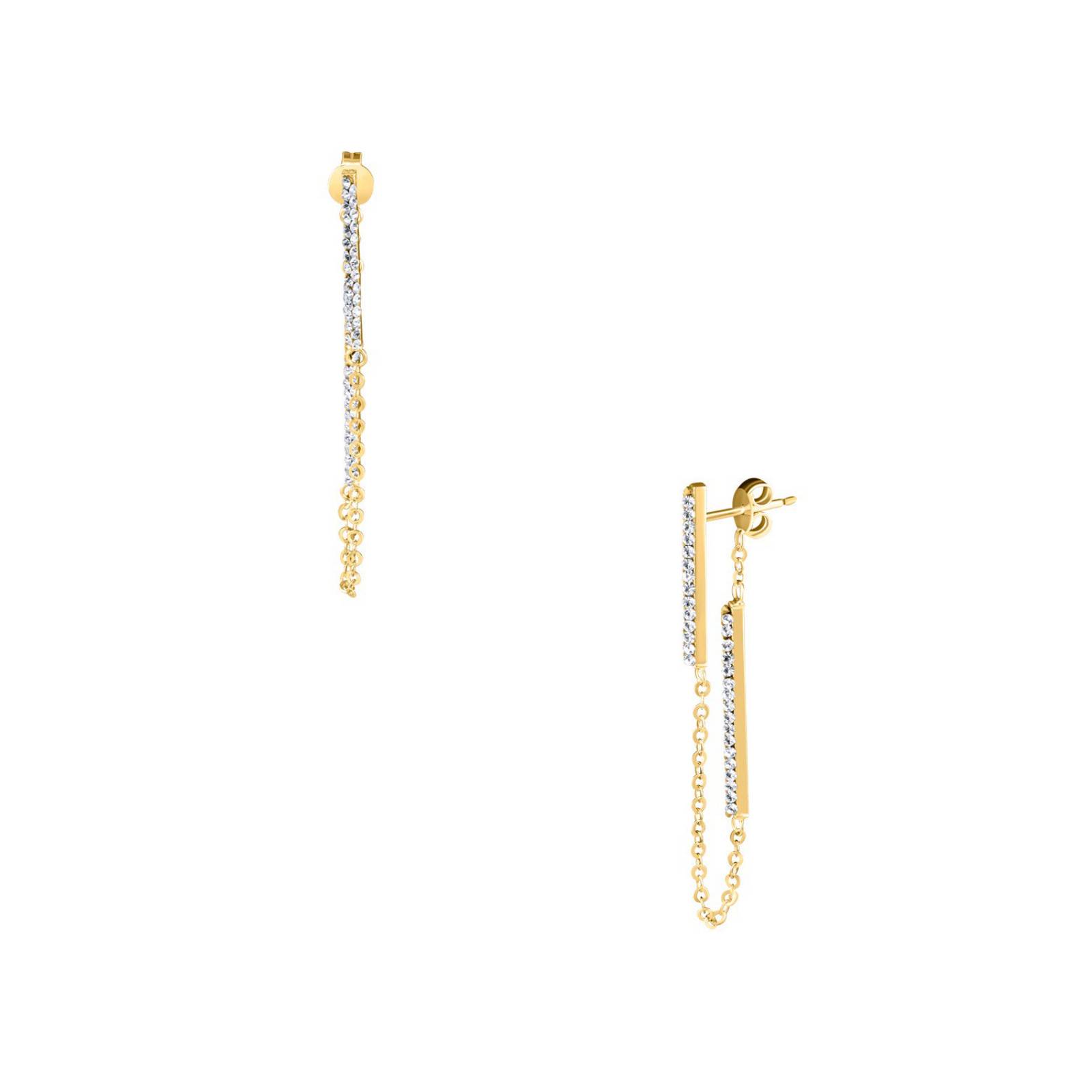 ARETES BIZZARRO DE ORO AMARILLO 14K CON ZIRCONIA