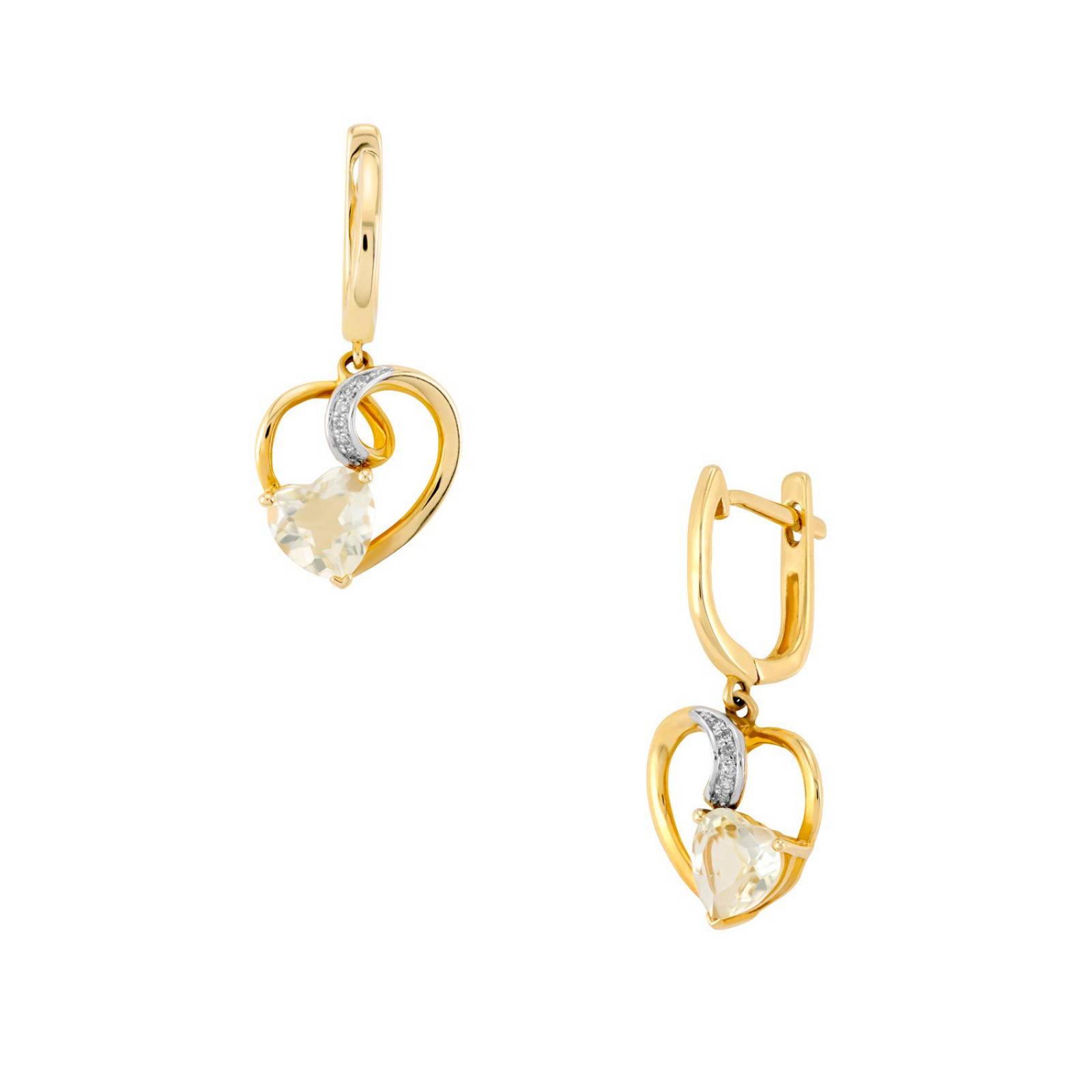 ARETES BIZZARRO ORO AMARILLO 14K CON 3PTS DIAMANTE Y 152PTS AMATISTA VERDE