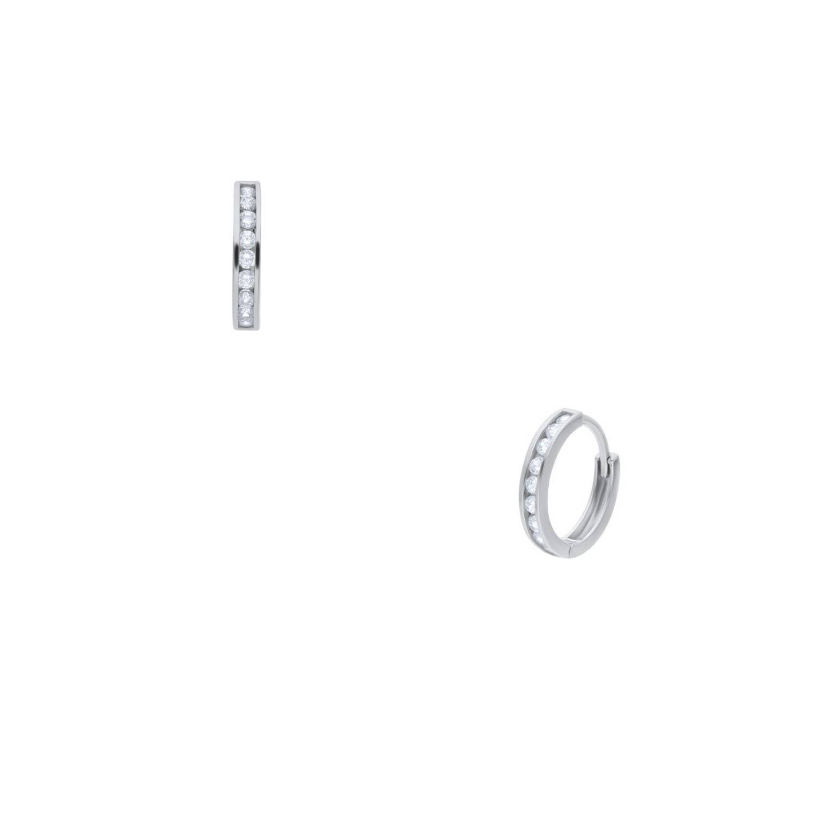 ARRACADAS BIZZARRO DE ORO BLANCO 14K CON ZIRCONIAS