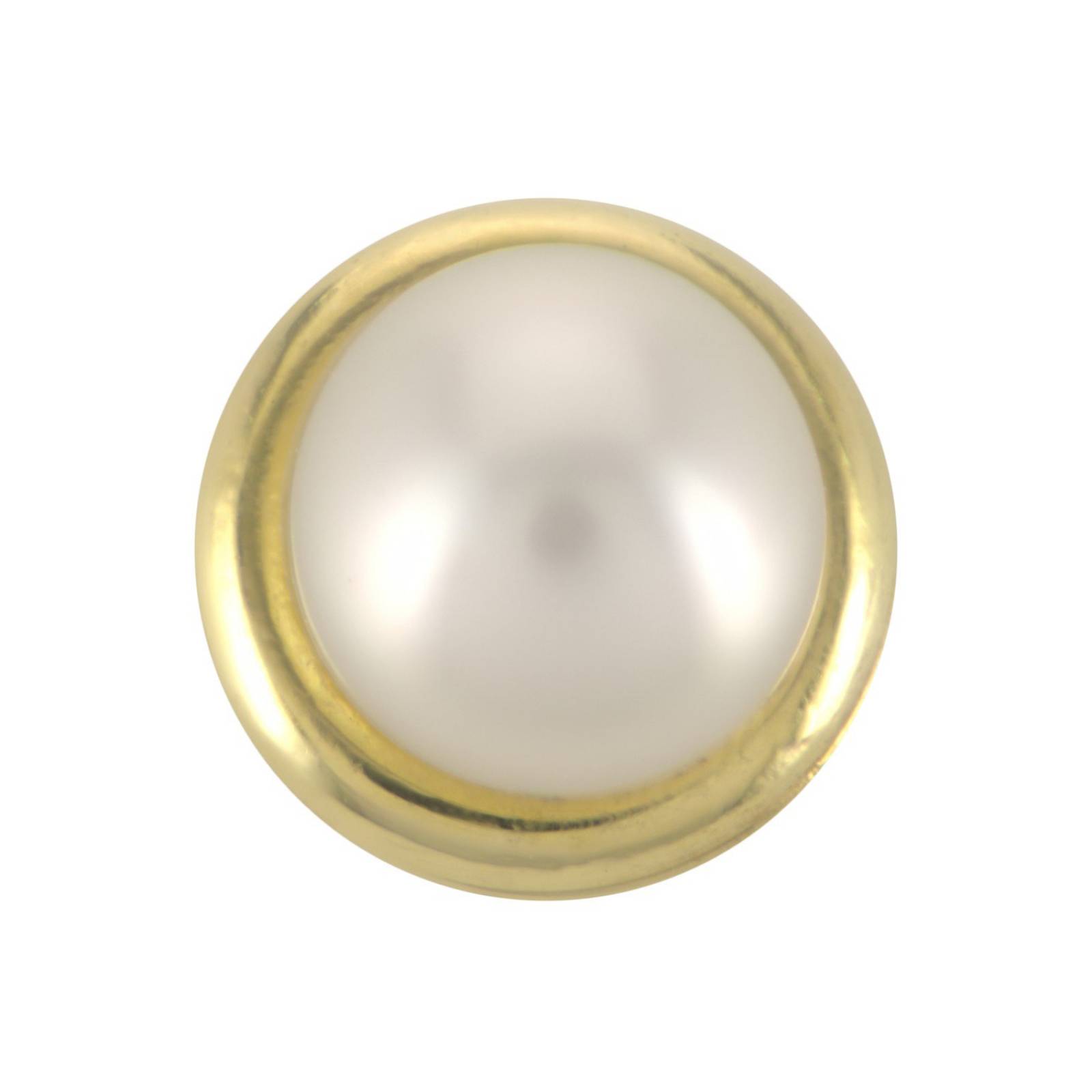 BROQUELES BIZZARRO CON PERLA BLANCA DE ORO AMARILLO DE 14K