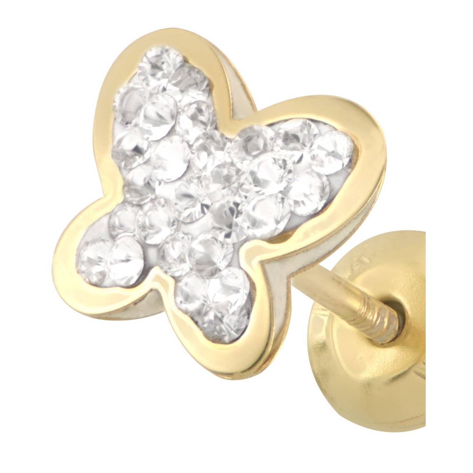 BROQUELES BIZZARRO EN FORMA DE MARIPOSA ORO AMARILLO 14K C/ZIRCONIA