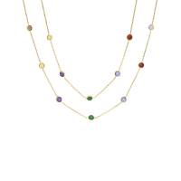 Gargantilla Bizzarro Oro Amarillo 14K Con Zirconia Y Piedras De Varios Colores