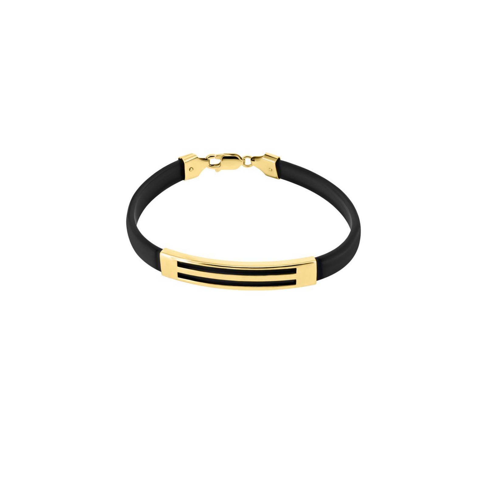 PULSERA BIZZARRO DE CAUCHO CON TUBO DE ORO 14 K