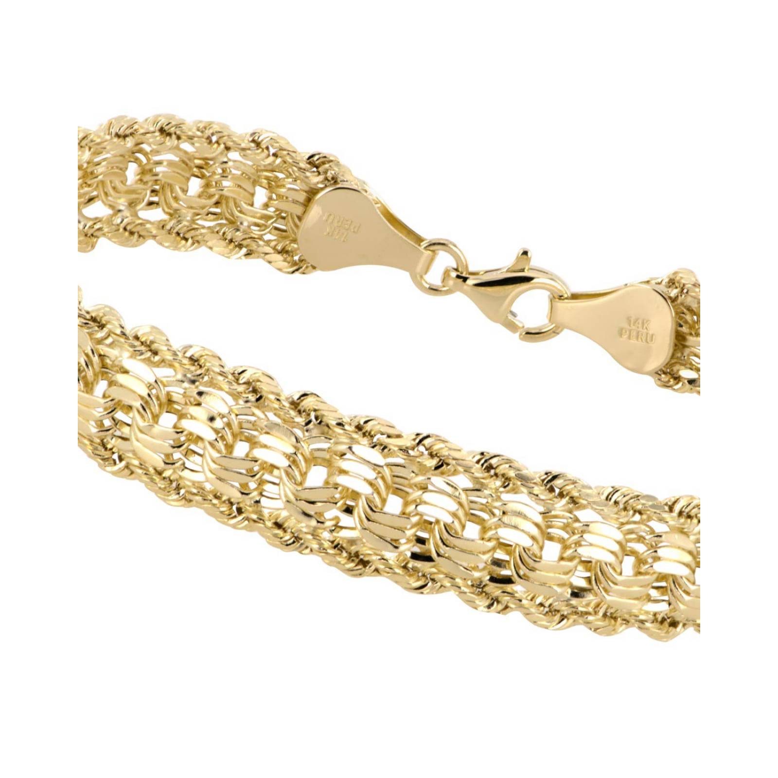 PULSERA BIZZARRO DE ORO AMARILLO DE 14K DE 18.5 CM