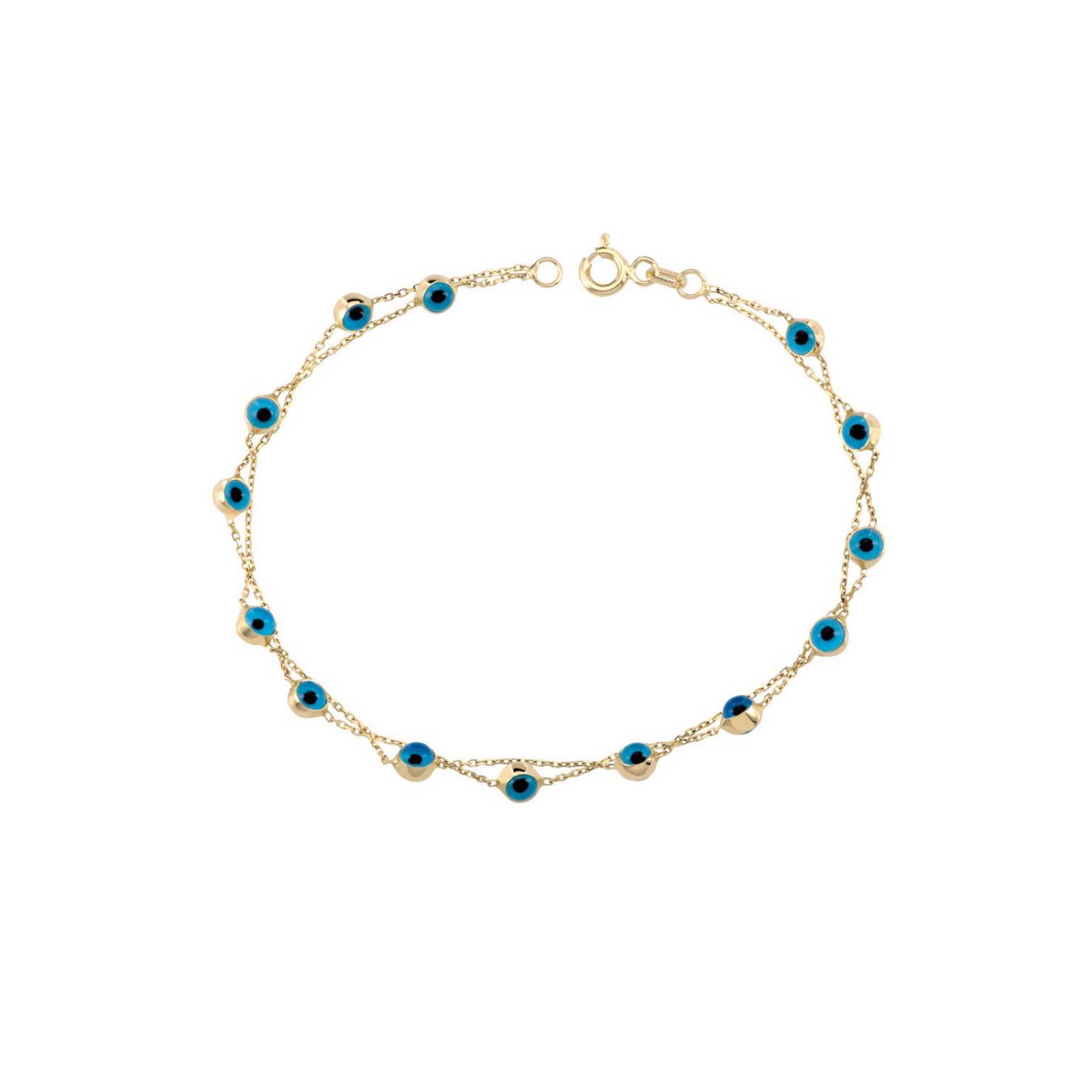 PULSERA BIZZARRO ORO AMARILLO 14K CON OJITOS AZULES