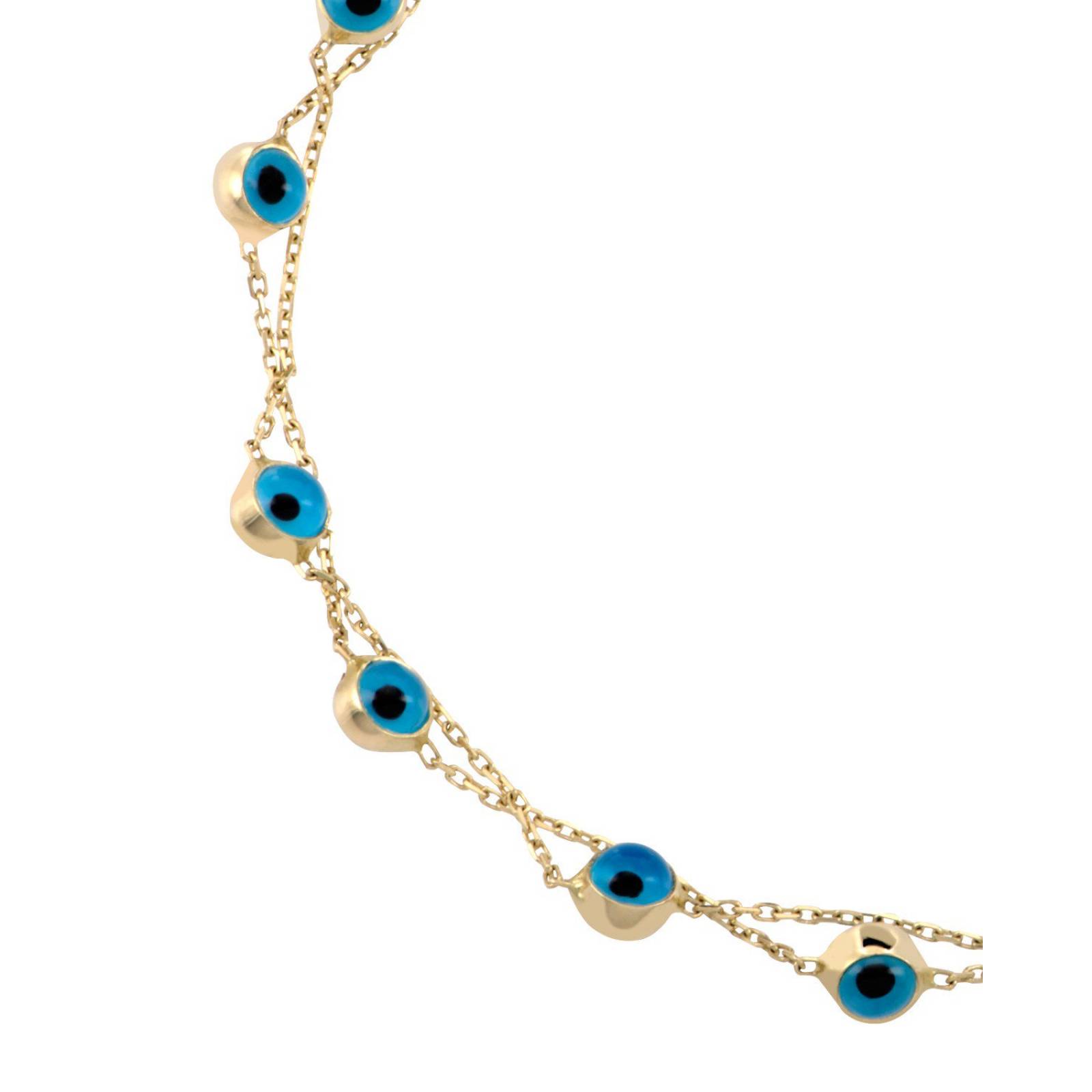 PULSERA BIZZARRO ORO AMARILLO 14K CON OJITOS AZULES