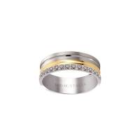 Argolla Bizzarro De Oro Blanco Y Amarillo Con Zirconias