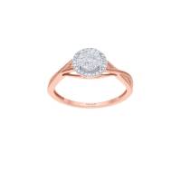 Anillo De Oro Rosa 14K Con 12Pts De Diamante