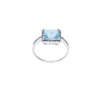 Anillo Bizzarro De Oro Blanco 14K Con 11 28 Pts De Diamante Y Topacio Azul