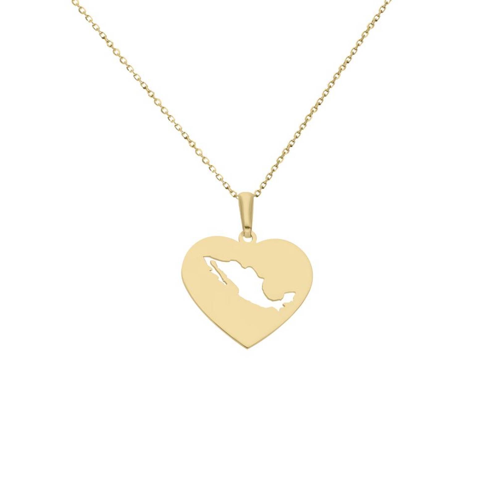 Dije BIZZARRO de Corazon Por México Oro Amarillo con Cadena 14K