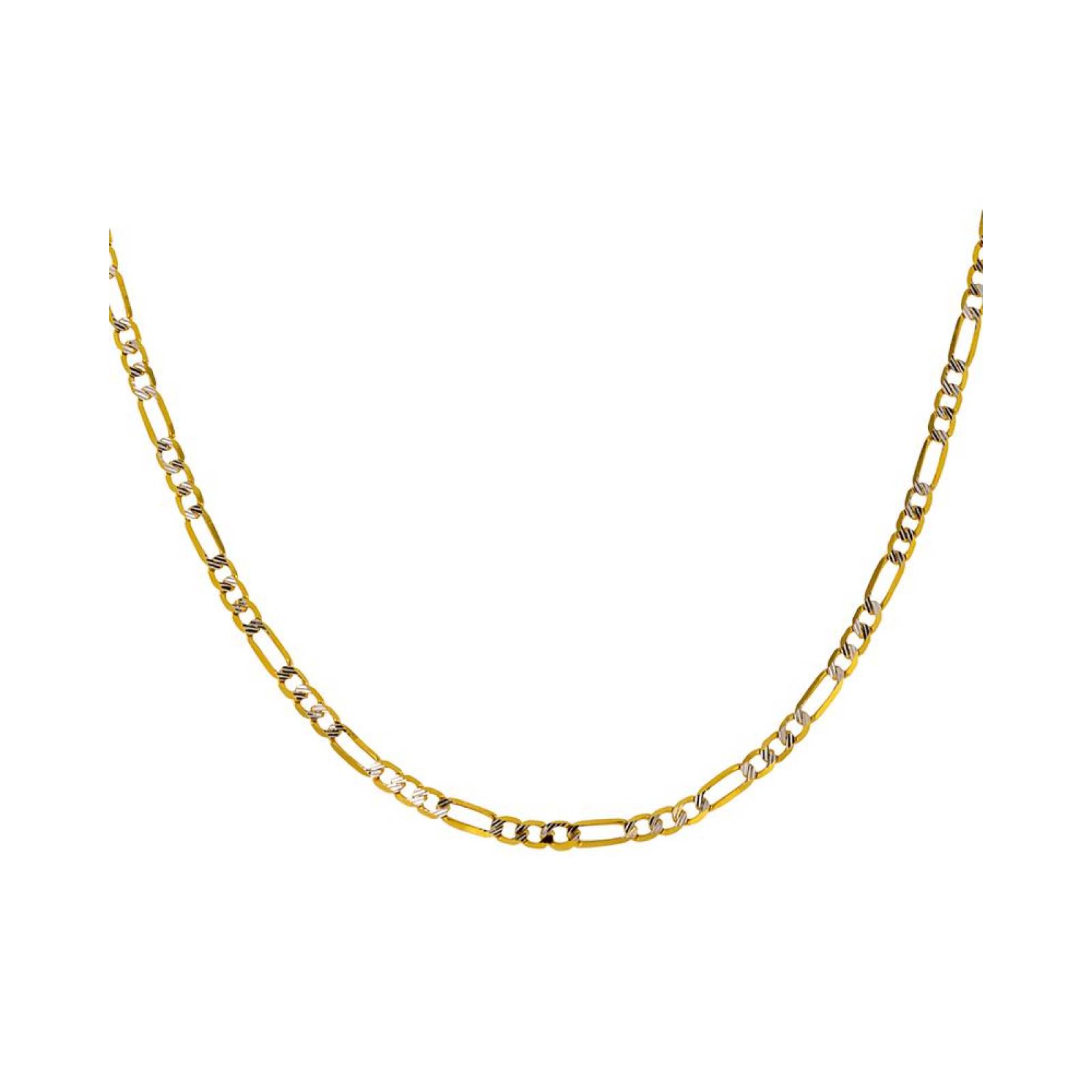 Cadena BIZZARRO de Oro Amarillo con Diamantado Platinado para Caballero 65 cm 