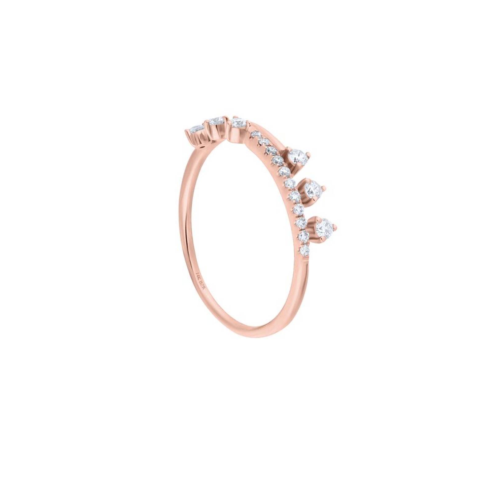 Anillo BIZZARRO de Oro Rosa 14K con 21 Pts de Diamante 