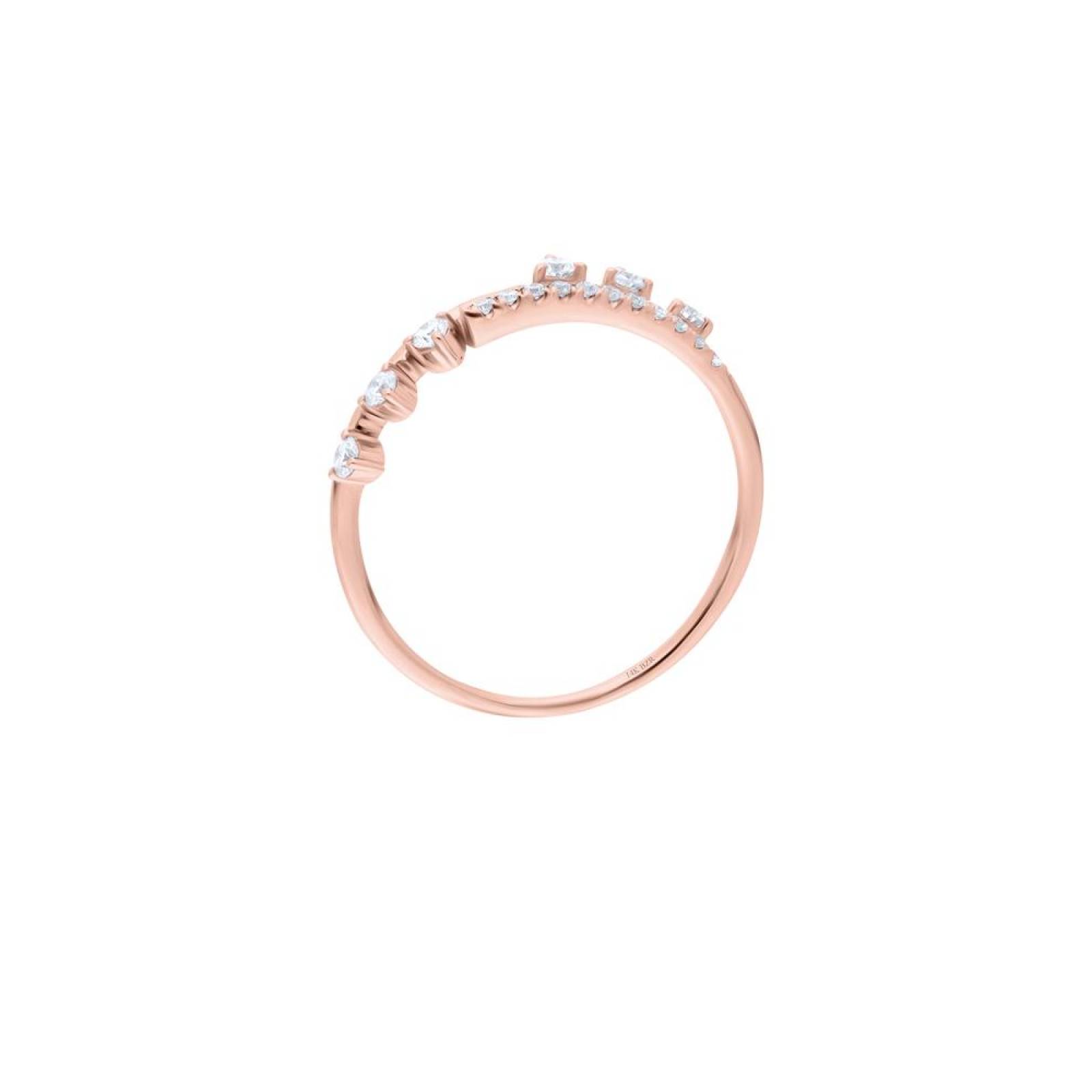 Anillo BIZZARRO de Oro Rosa 14K con 21 Pts de Diamante 