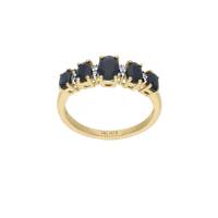 Anillo Bizzarro De Oro Amarillo 14K Con 3 Pts De Diamante Y Zafiro Negro (Hi I1I2)