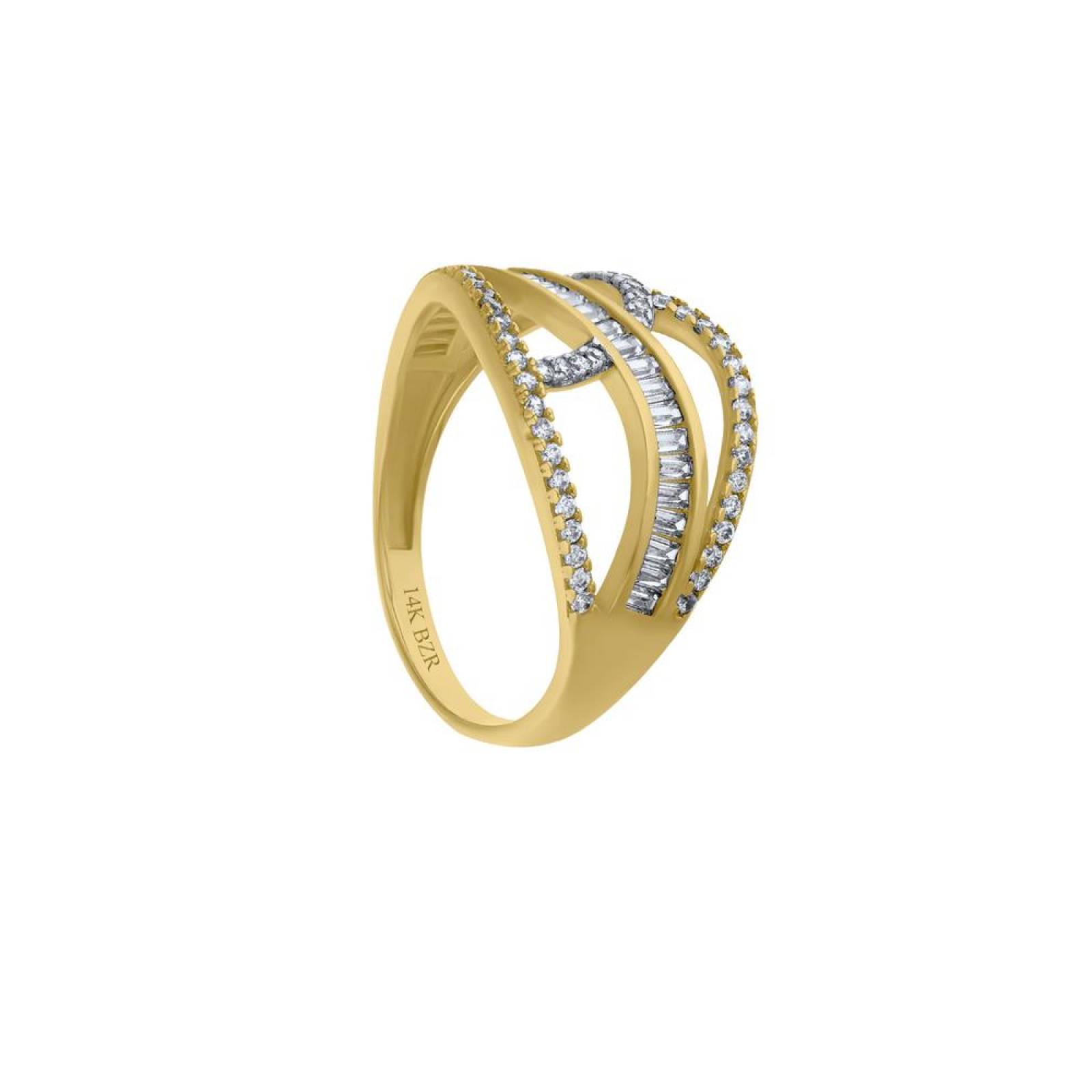 Anillo BIZZARRO de Oro Amarillo 14K con Zirconias 